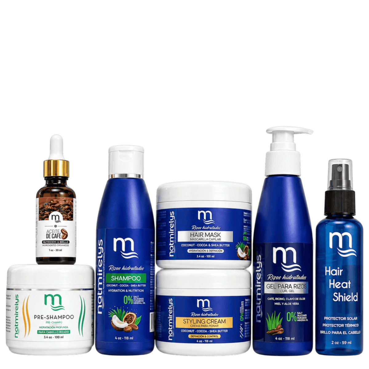 Kit Rizos Hidratados 4 oz + Protector y Aceite de Café - Natmirelys