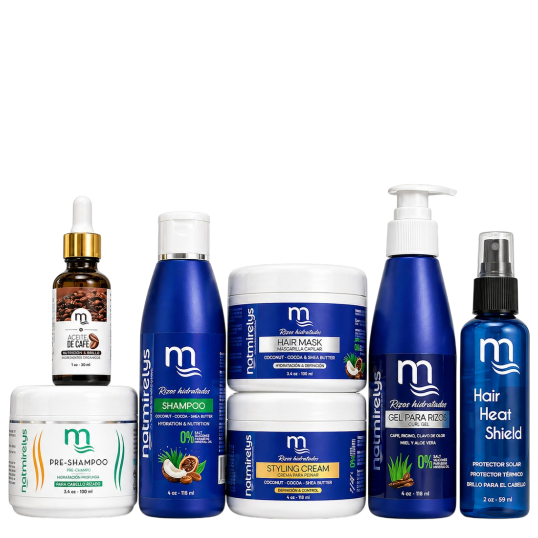 Kit Rizos Hidratados 4 oz + Protector y Aceite de Café - Natmirelys