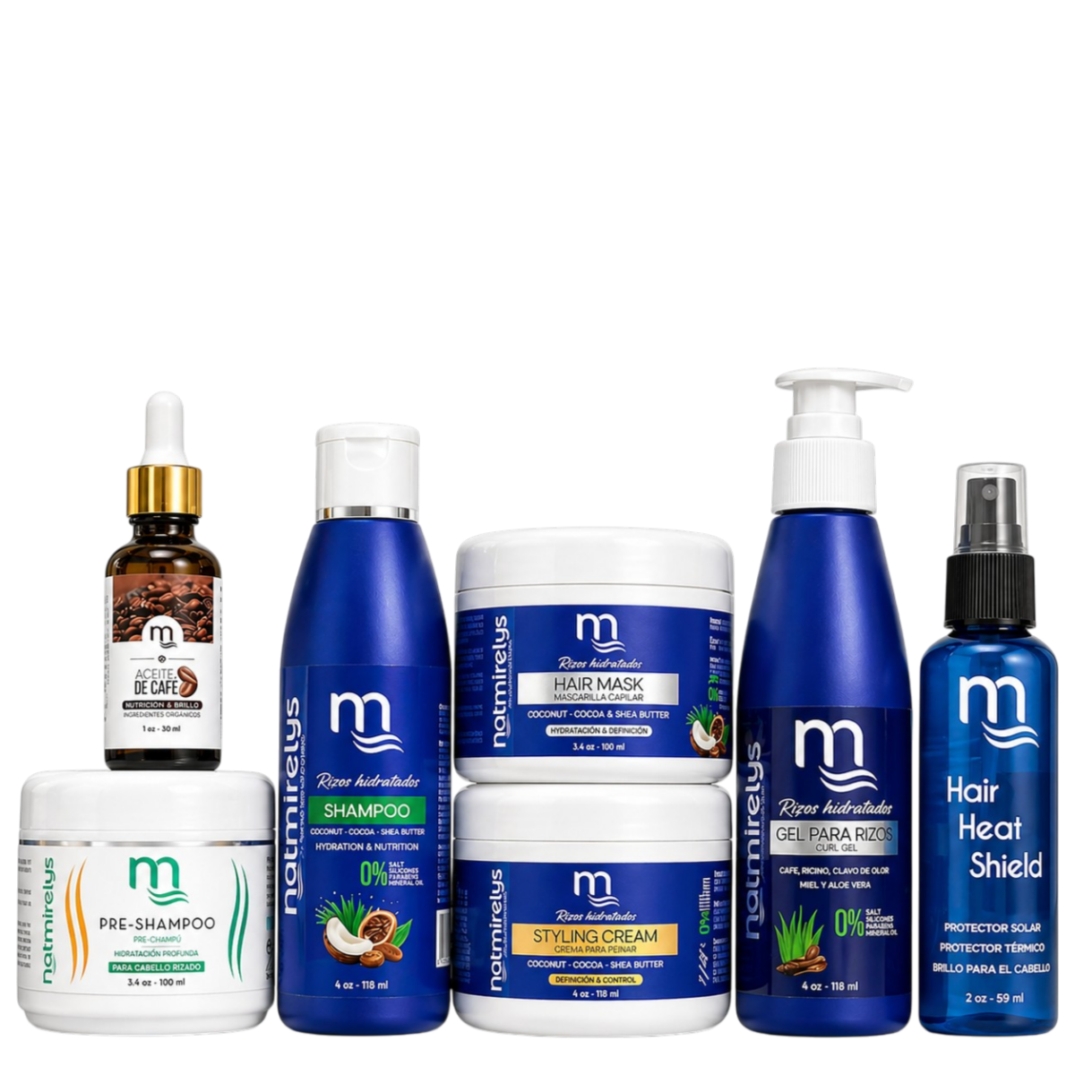 Kit Rizos Hidratados 4 oz + Protector y Aceite de Café - Natmirelys