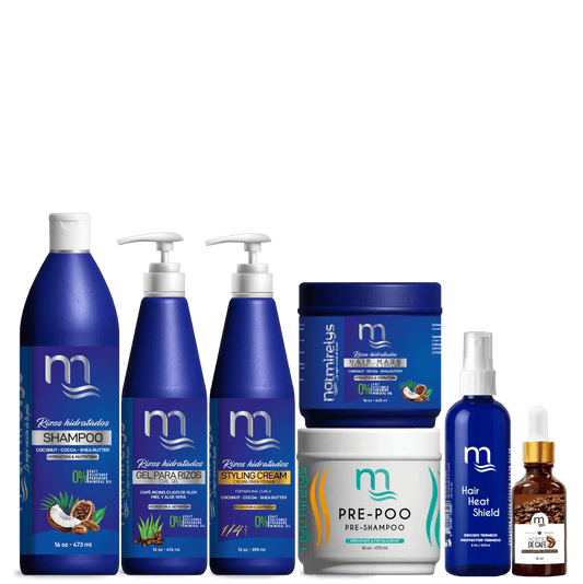 Línea Rizos Hidratados Completa + Protector Térmico y Aceite de Café - Natmirelys