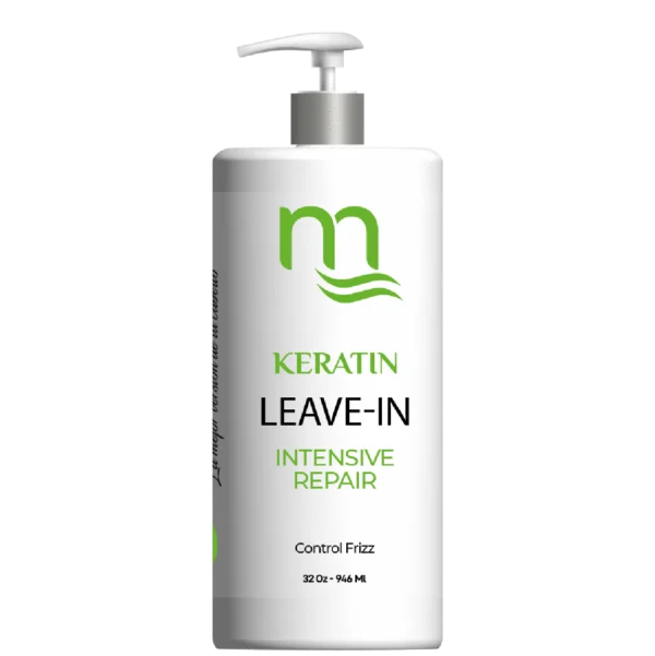 Imagen del Leave-In Reparador Intensivo de Queratina de Natmirelys, formulado para reparar y restaurar el cabello dañado, dándole fuerza y suavidad.