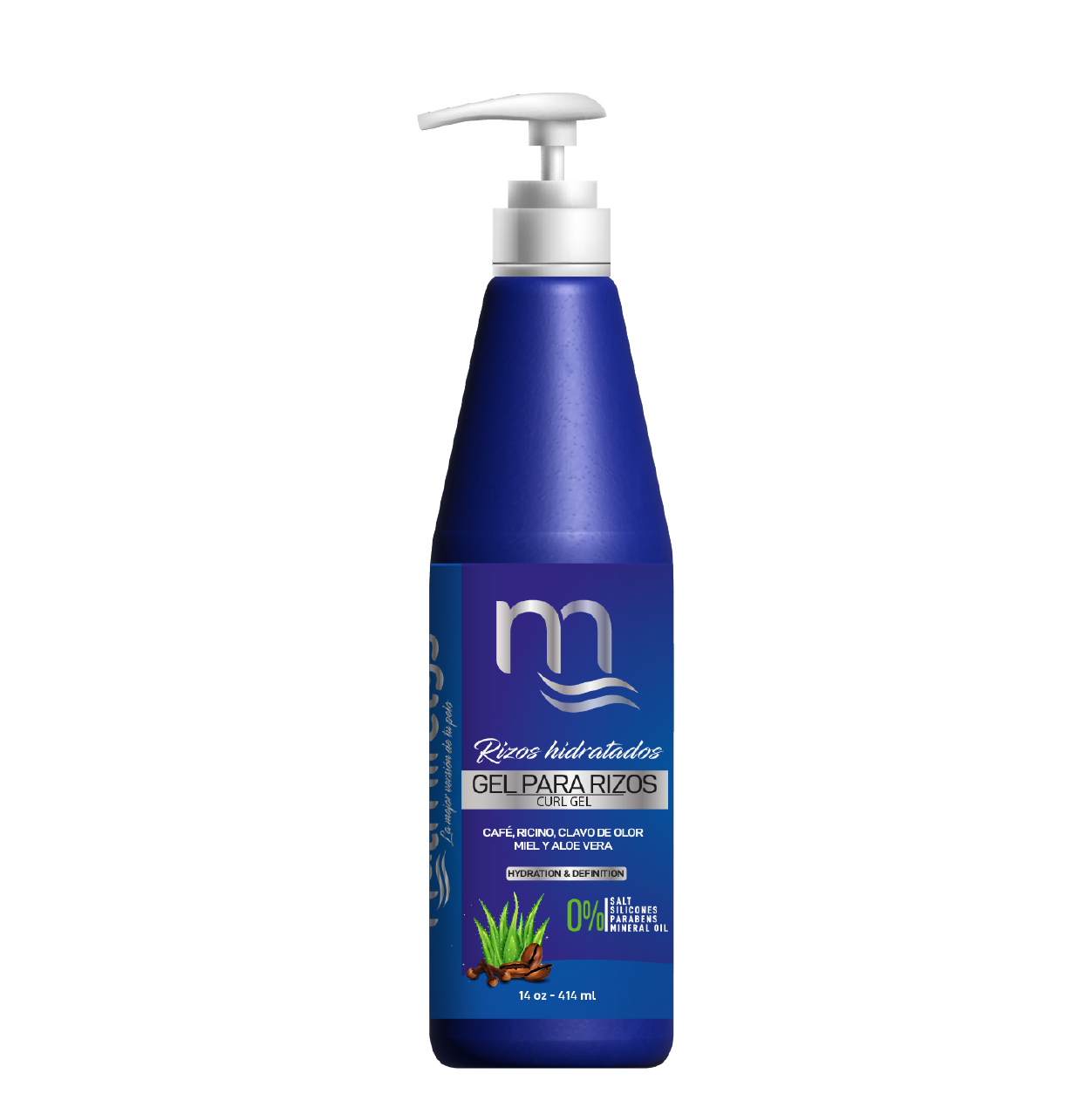 Gel para Rizos de Natmirelys para definición duradera, hidratación y movimiento natural.