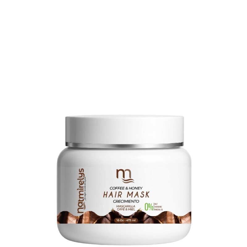 Imagen de la Mascarilla de Crecimiento de Café y Miel de Natmirelys, formulada para estimular el crecimiento capilar, fortalecer y nutrir el cabello con ingredientes naturales.