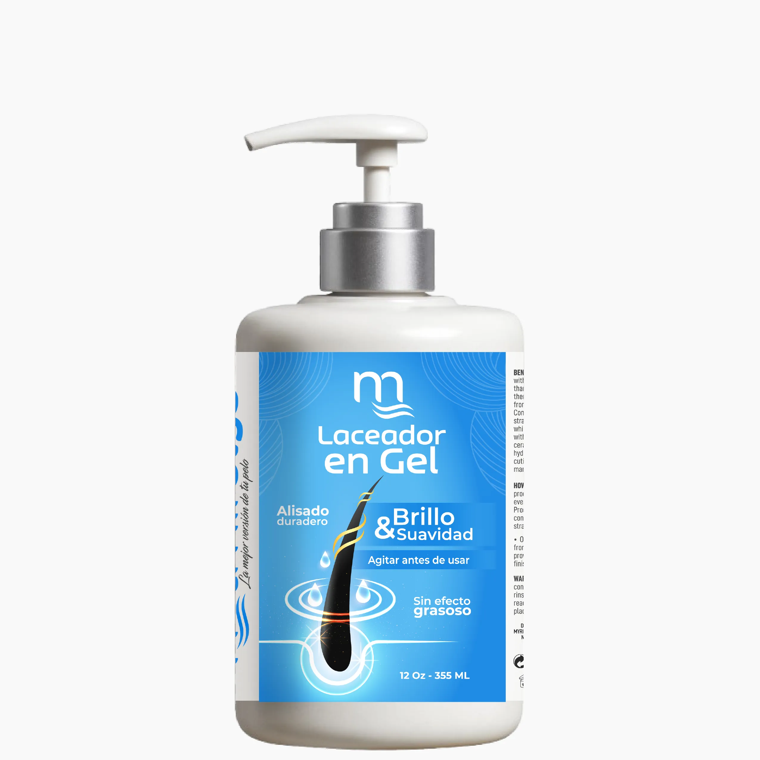 Laceador en Gel Natmirelys para un cabello liso, brillante y sin frizz con protección térmica.