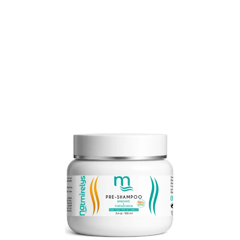 Pre-Shampoo Hidratante de Natmirelys, tratamiento intensivo para nutrir y fortalecer el cabello antes del lavado.