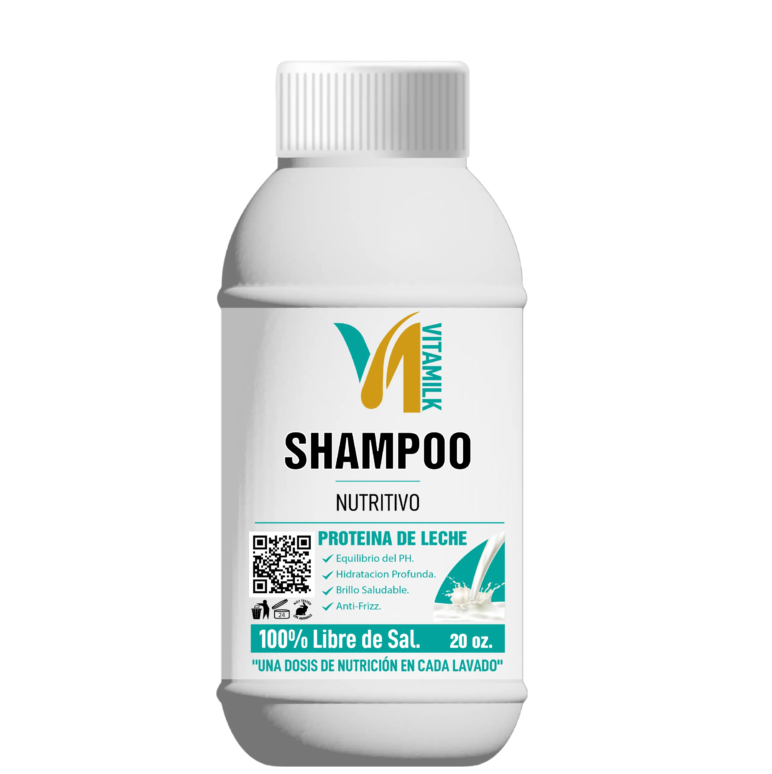 Shampoo VitaMilk de proteína de leche 20 oz para limpieza suave, hidratación y fortalecimiento del cabello